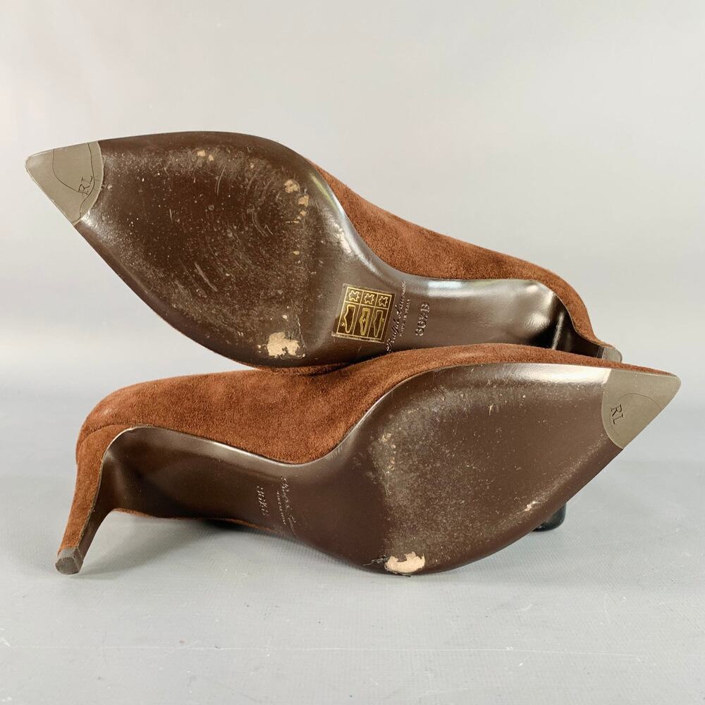 RALPH LAUREN COLLECTION Size 6.5 Brown Suede Pointed Toe Classic Pumps - Picture 6 of 8